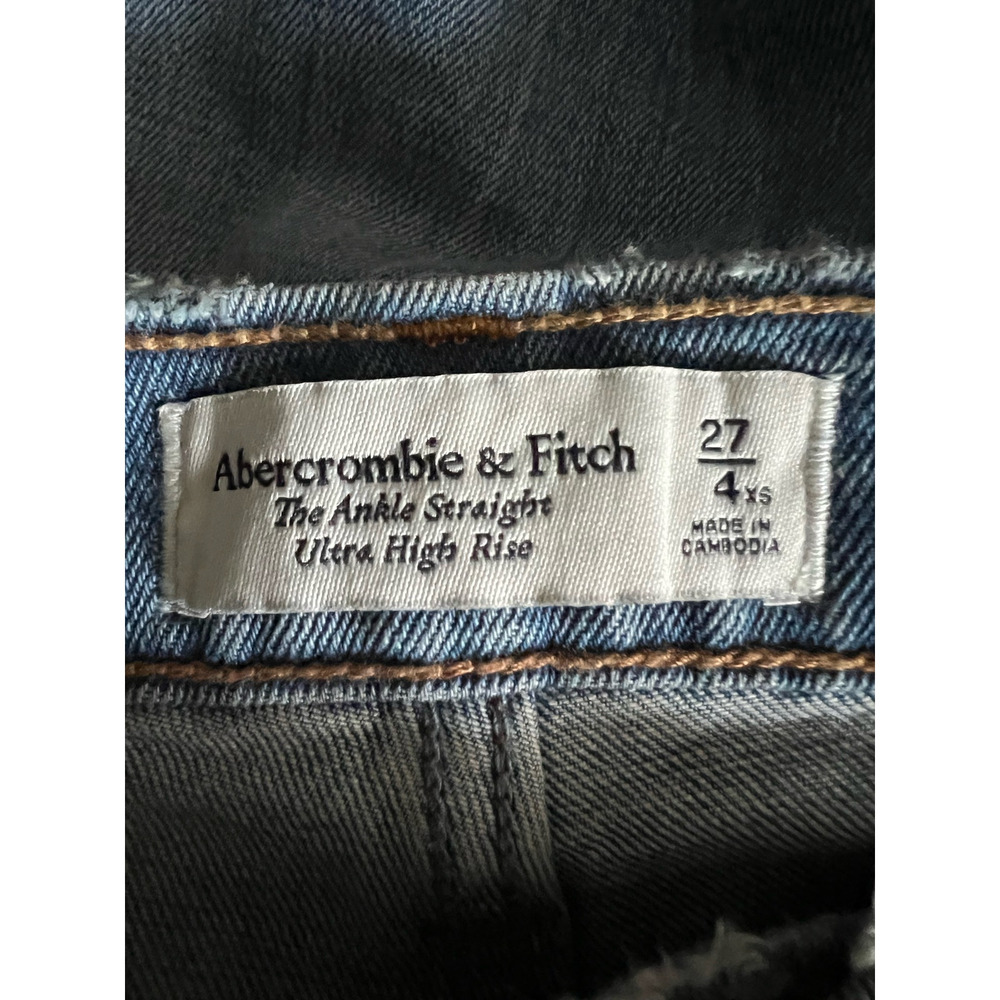 Abercrombie & Fitch Women's The Ankle Straight Ultra High Rise Jeans Blue 27/4XS - Picture 8 of 10